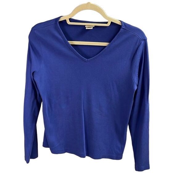 L.L. Bean Ladies Pullover Long Sleeve Cropped Top, Small Regular,Vneck, - Picture 1 of 5